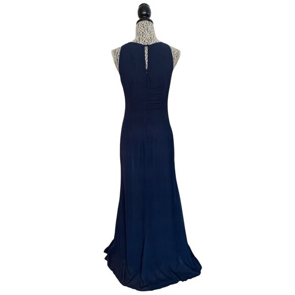 Reformation Senna Draped Neck Georgette Maxi Dress Navy Size 4 - Picture 2 of 12